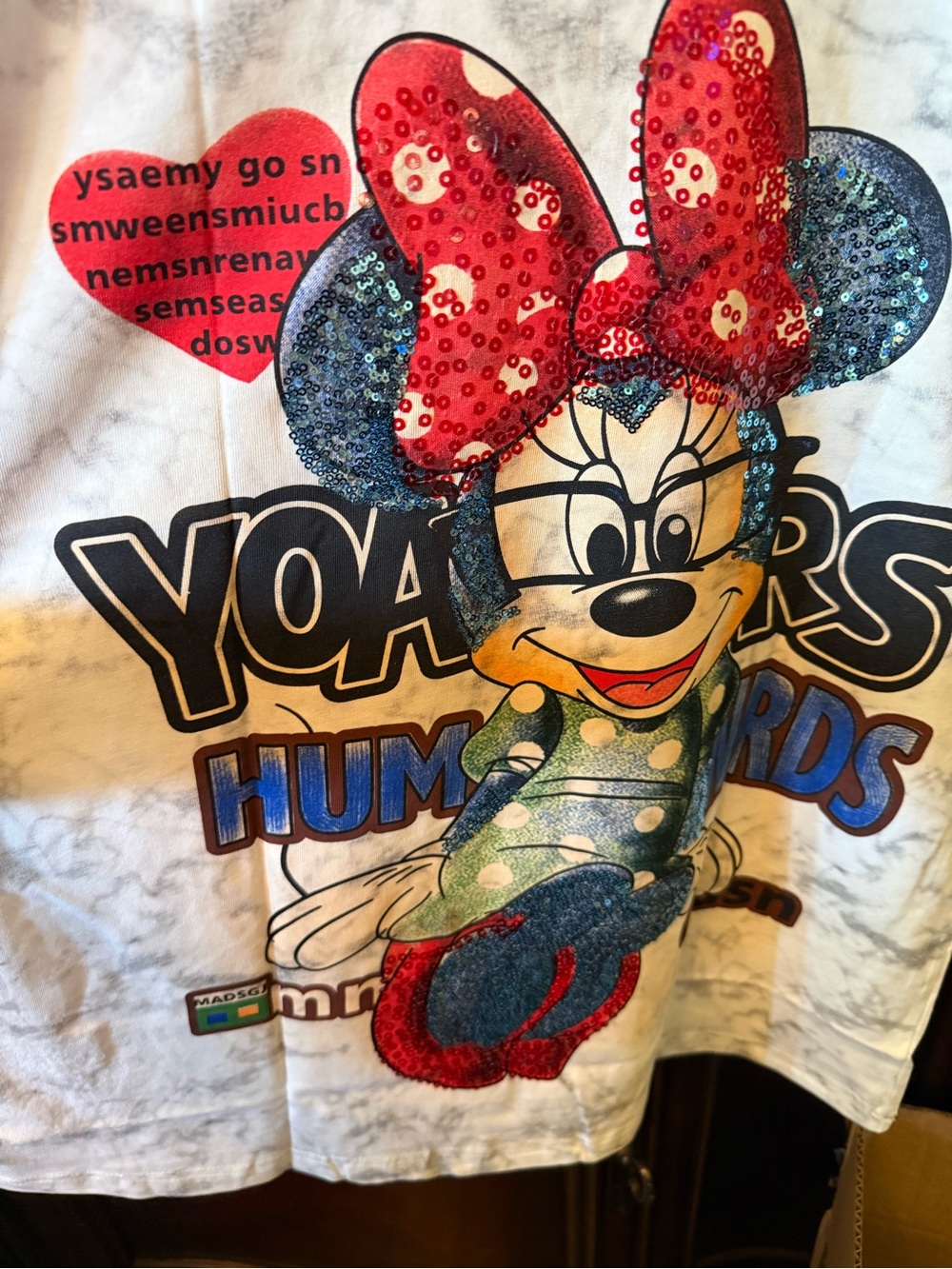 Sequin Minnie Mouse Graphic Tee with Red Bow